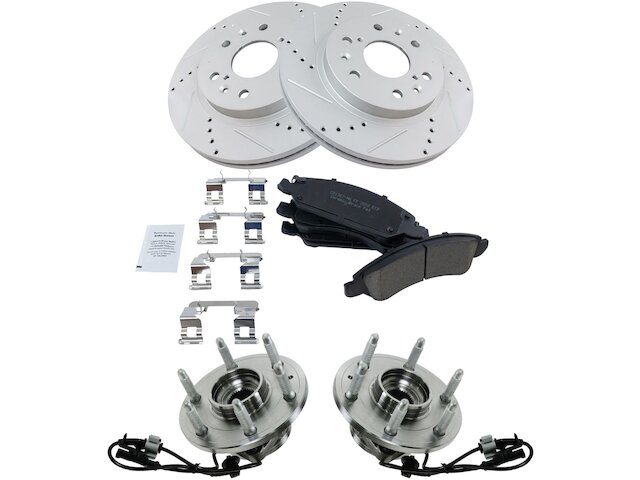 TRQ Brake Pad and Rotor and Wheel Hub Kit